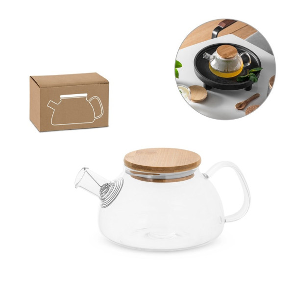 SNEAD. Borosilicaat glazen theepot met bamboe deksel 750 mL