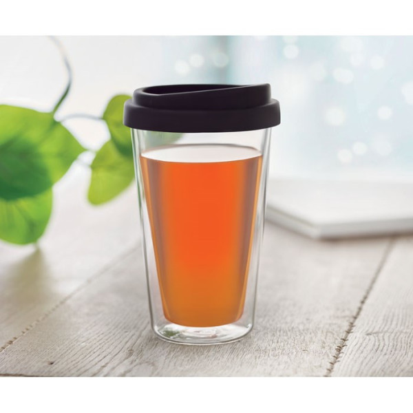BIELO TUMBLER - Dubbelwandig glas met deksel