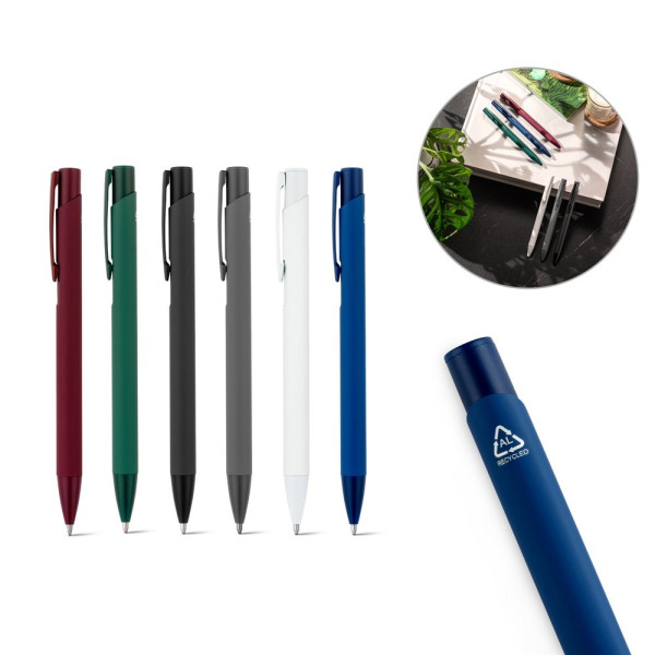CLINT. Balpen van gerecycled aluminium (100% rAL) met rubberen afwerking