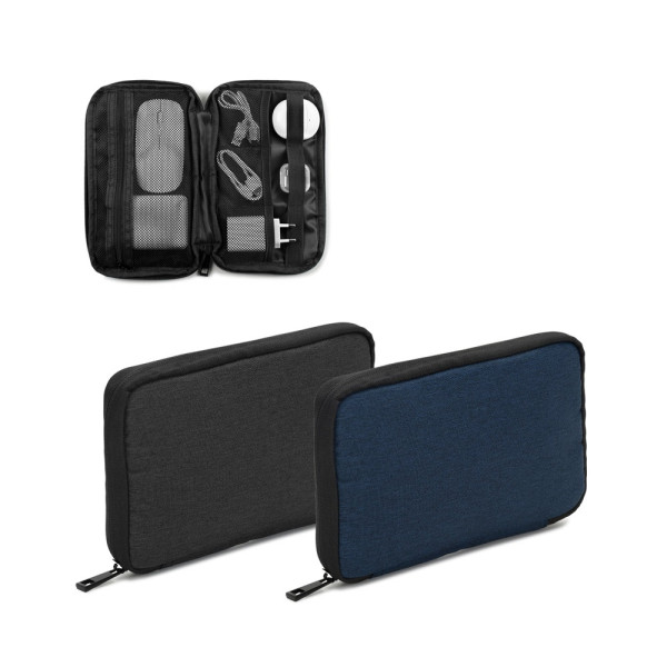 Newcastle BAG. Hoge dichtheid 600D gerecycled polyester organisatietas met ruim hoofdvak voor techni