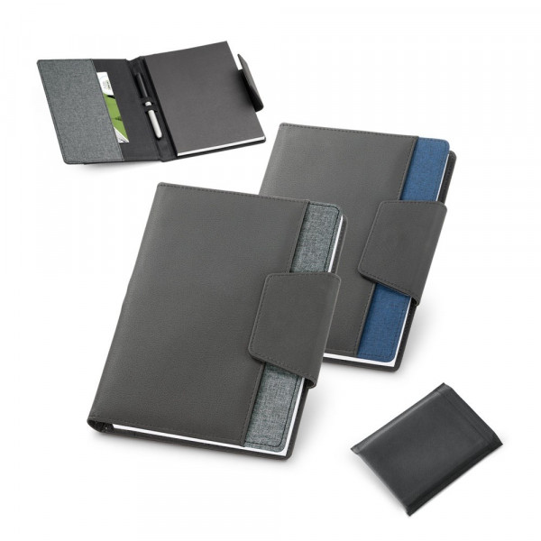 RUSSEL. A5 notitieblok in PU en polyester met effen pagina's