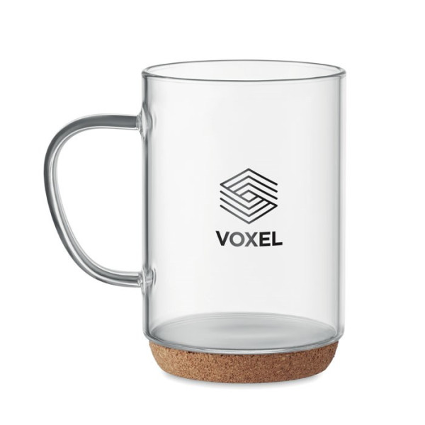 LISBO - Glazen mok 400ml met kurk bodem
