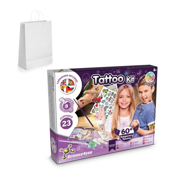 Tattoo Factory Kit II. Educatief spel geleverd met een kraftpapieren cadeauzakje (100 g/m²)