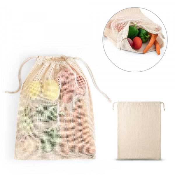 NAPOLI. 100% katoenen tas (120 g/m²) met 100% katoenen mesh aan de voorkant (100 g/m²)