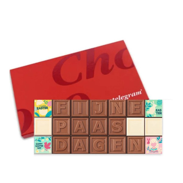 ChocoTelegram 21 | fijne paasdagen | melk/wit | 200g