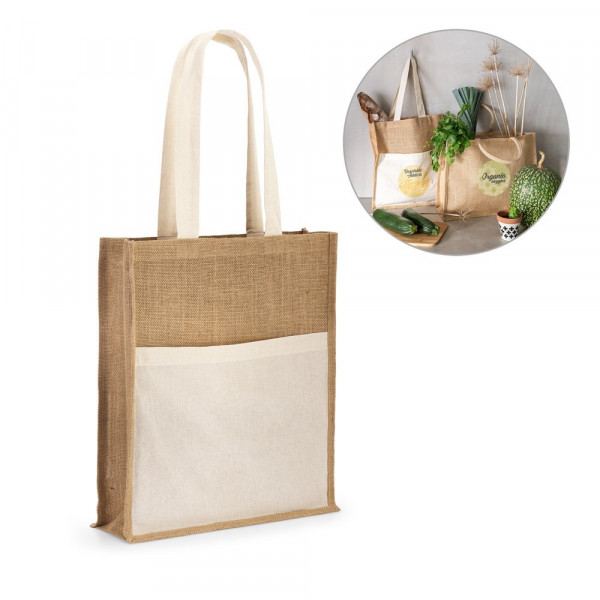 BRAGA. Jute zak (240 g/m²) en zak in 100% katoen (140 gm²)