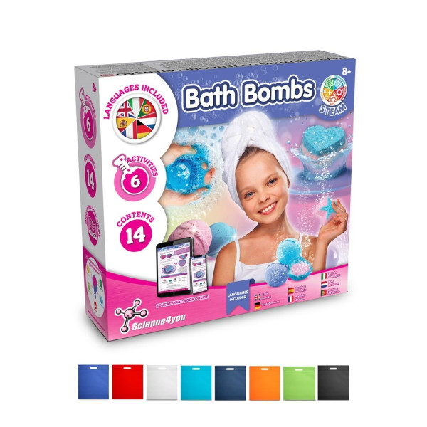 Bath Bombs Kit IV. Educatief spel geleverd met een non-woven cadeauzakje (80 g/m²)
