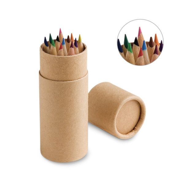 CYLINDER. Potlodendoosje met 12 gekleurde potloden