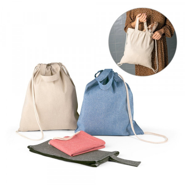 RISSANI. Tas met trekkoord van gerecycled katoen (70%) en polyester (30% rPET) (140 g/m²)