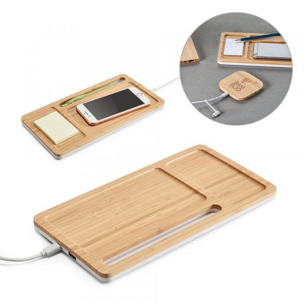 MOTT. Desktop organizer met 15W draadloze oplader in bamboe en ABS