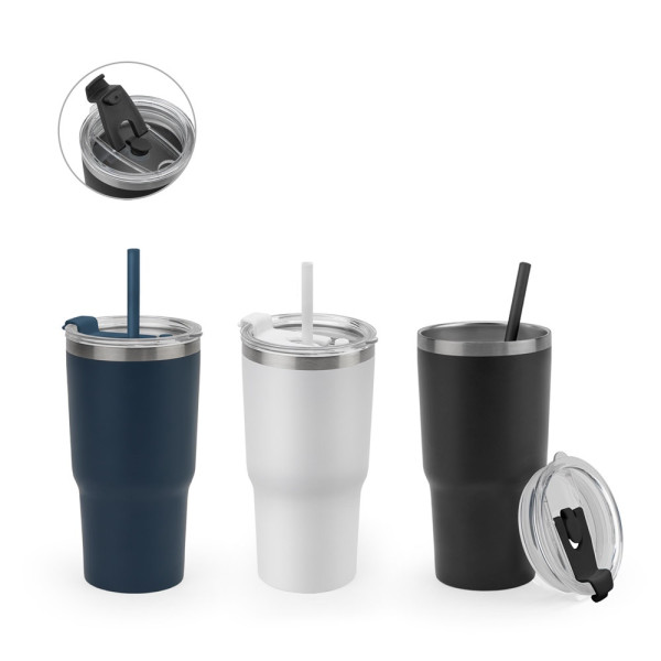 JOYNER M. Compacte roestvrijstalen reisbeker (91% gerecycled) met vacuüm geïsoleerde dubbele wand en