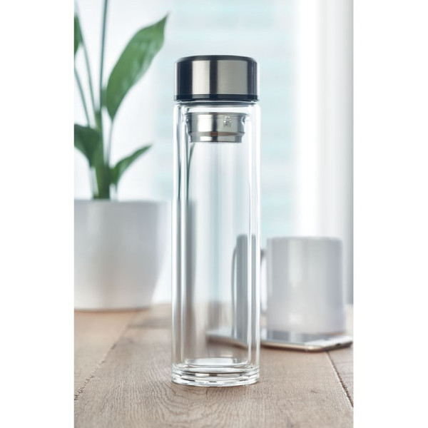 POLE GLASS - Glazen fles thermometer 390ml