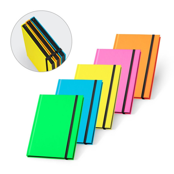 WATTERS. A5 notitieblok in fluorescerend PU met gelinieerde pagina's