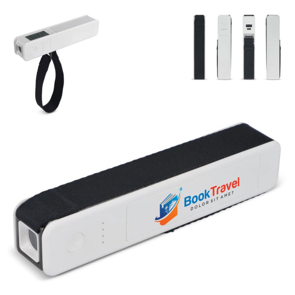 5-in-1 Travel Powerbank - Bagageweegschaal - Zaklamp - Liniaal - Thermometer