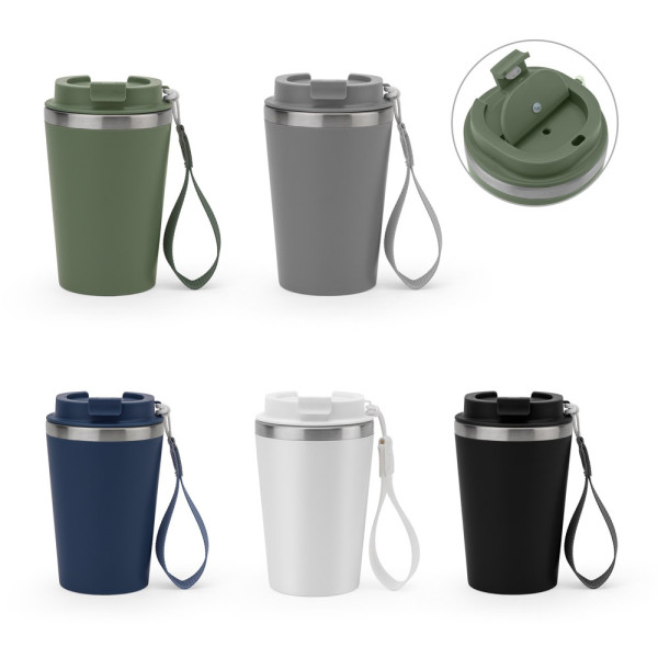 SPITZ. Roestvrijstalen reisbeker (90% rSS) met dubbele wand en matte afwerking 460 mL
