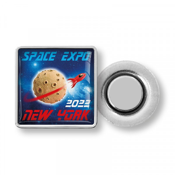 Vierkante pin met dominglabel en magneetsluiting