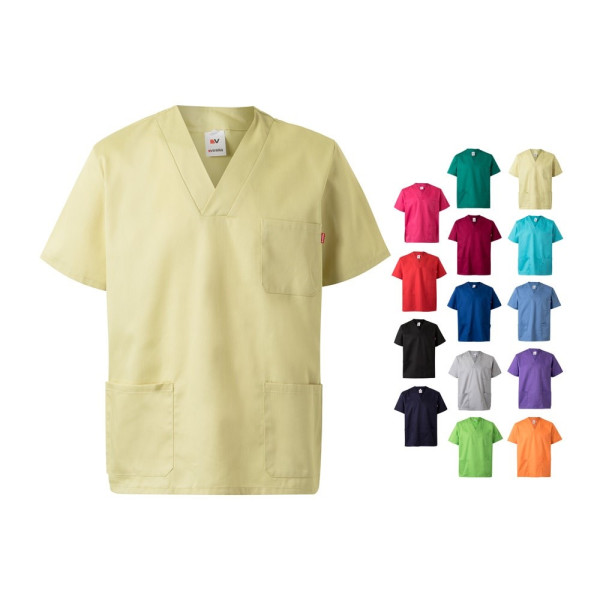VL ILLAPA. Tuniek van keperstof (190g/m²) met korte mouwen, van polyester (65%) en katoen (35%)