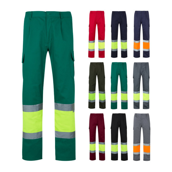 VL POSEIDON LARGE. Tweekleurige keperstof broek met meerdere zakken (210g/m²), van katoen (20%) en p