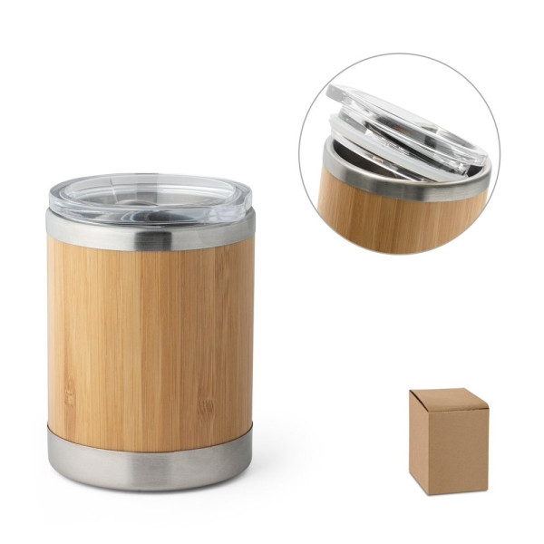 LYCKA. Bamboe en roestvrij stalen beker 350 mL