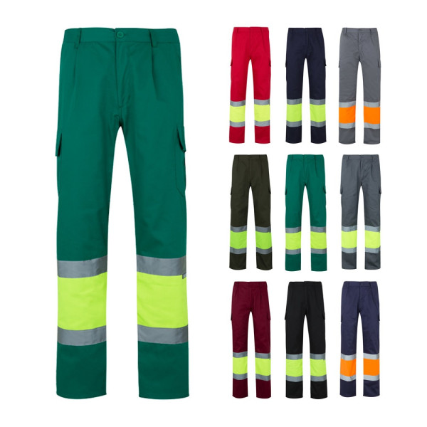 VL POSEIDON. Tweekleurige keperbroek met meerdere zakken (210g/m²), van katoen (20%) en polyester (8
