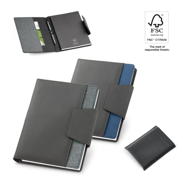 RUSSEL. A5 notitieblok in PU en polyester met effen pagina's