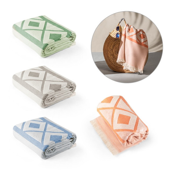 MALEK. Multifunctionele badhanddoek (350g/m²) van licht en resistent katoen (85%) en gerecycleerd ka