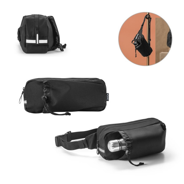 DELFOS POUCH. 300D gerecycled polyester en 600D gerecycled polyester heuptas met reflecterende eleme