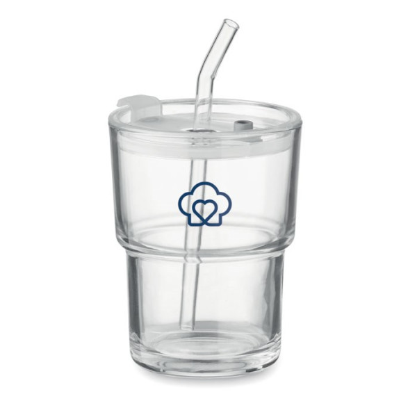 SIP - Glazen beker met rietje 400ml