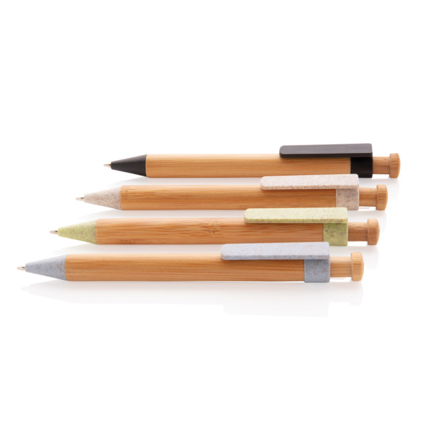 Bamboe pen met tarwestro clip