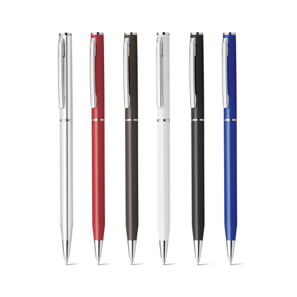 LESLEY METALLIC. Aluminium balpen met clip en draaimechanisme