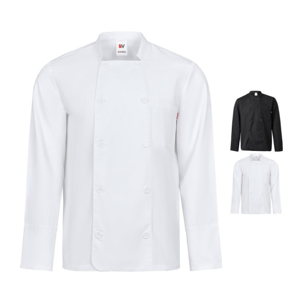 VL KALI. Keukenjas met lange mouwen (175g/m²), van katoen (35%) en polyester (65%)