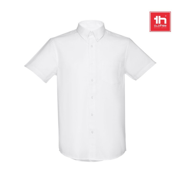 THC LONDON WH. Herenhemd met korte mouwen. Witte kleur