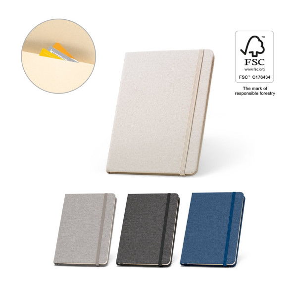 BOYD. A5 notitieblok van gerecycled polyester (100% rPET) met gelinieerde pagina's