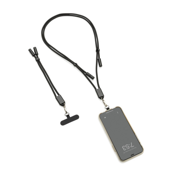 LoopAmp RCS rPET verstelbare telefoonarmband 60W kabel