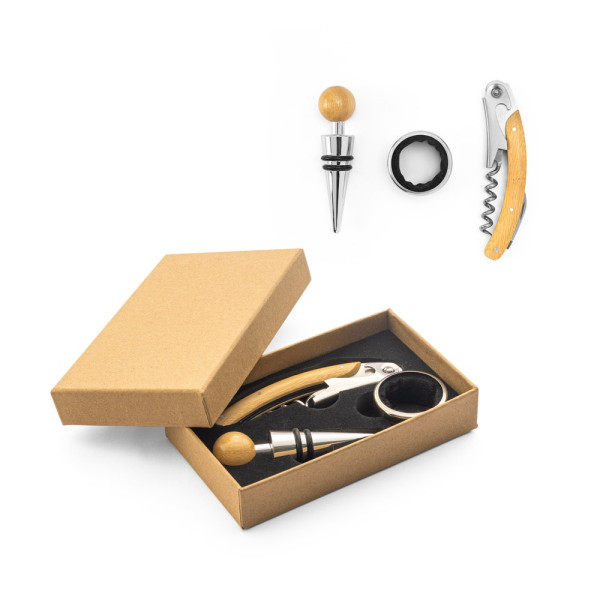 SAVORY. Wijnset van bamboe en roestvrij staal