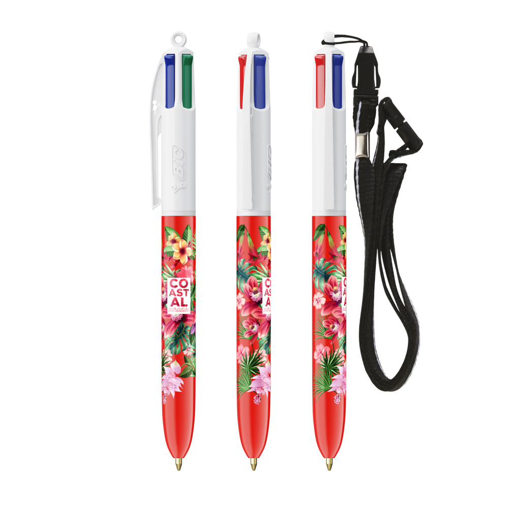 BIC® 4 Colours® ballpen + lanyard