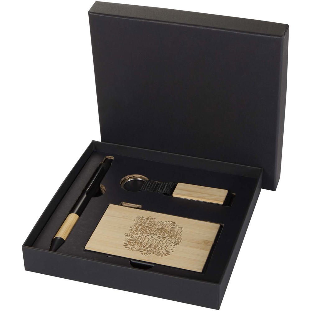 Minka balpen van RCS gerecycled aluminium, sleutelhanger en RFID-kaarthouder geschenkset
