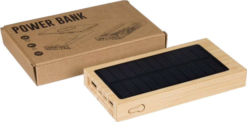 Powerbank Elz | Bamboe | Solar | 10.000 mAh