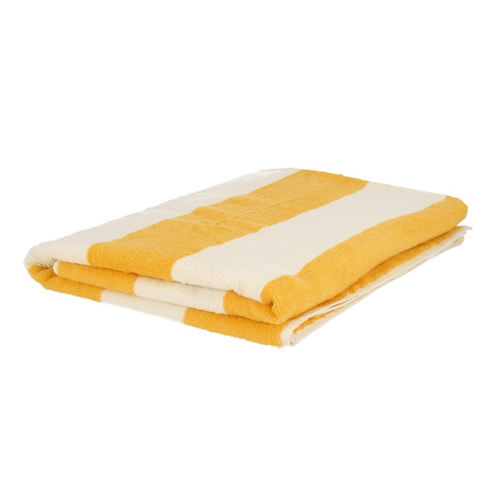 Sophie Muval strandhanddoek 180x100 cm, 450 gr/m² - Donkergeel (PMS 142c) / Wit