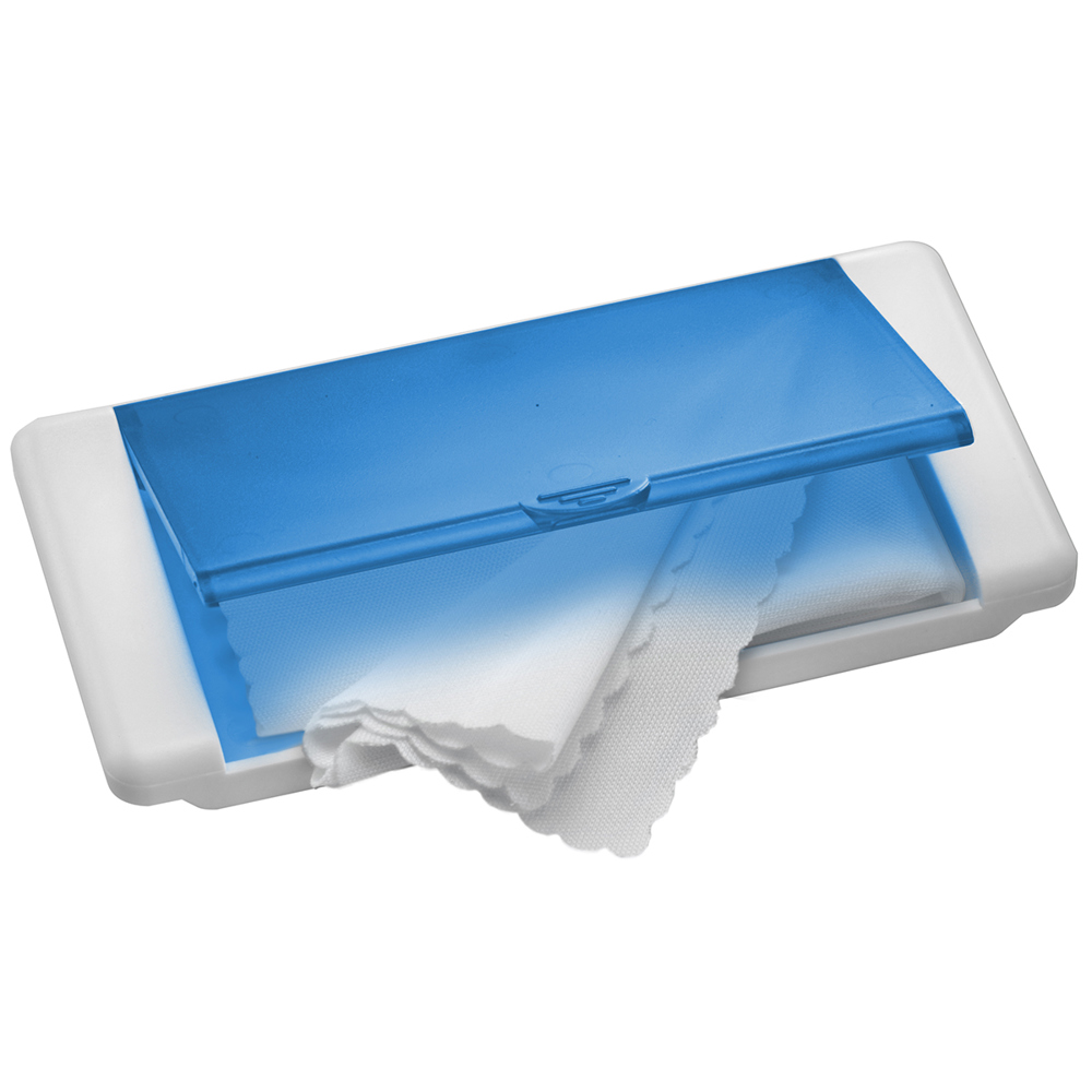 Microfiber doekje "Box" - wit/blauw-transparant