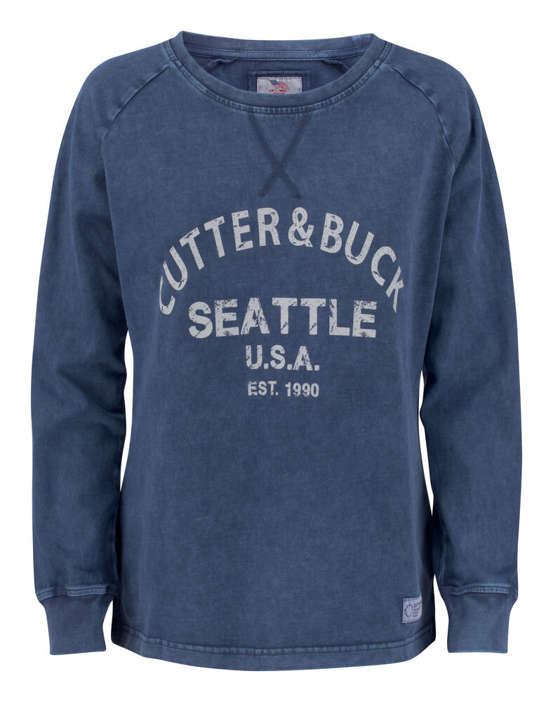 Cutter & Buck - Thorp Denim Crew Dames Denim Blauw XS