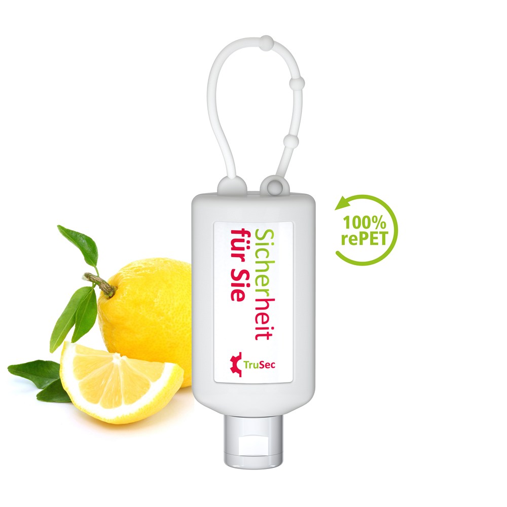Handreinigingsgel, Bumper 50 ml, wit, Body Label (R-PET)