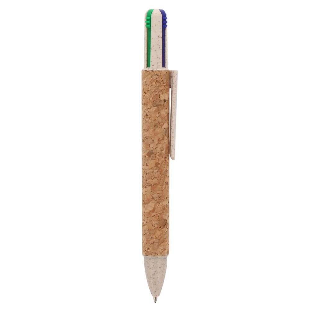 Balpen 4-kleuren kurk