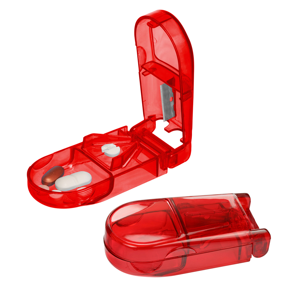 Pillendoosje "Lambda" - rood-transparant
