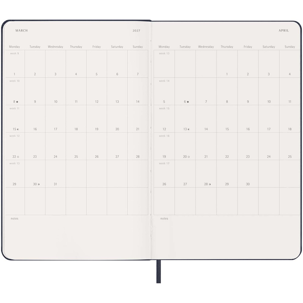 Moleskine week-agenda voor 12 maanden met harde kaft L