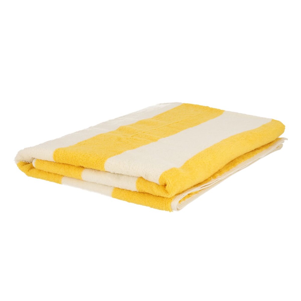 Sophie Muval strandhanddoek 180x100 cm, 450 gr/m² - Geel (PMS 101c) / Wit