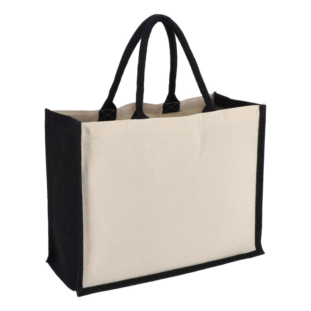 Jute-Katoen Tote OEKO-TEX® 42.5 x 19 x 32cm 320g/m² - Zwart