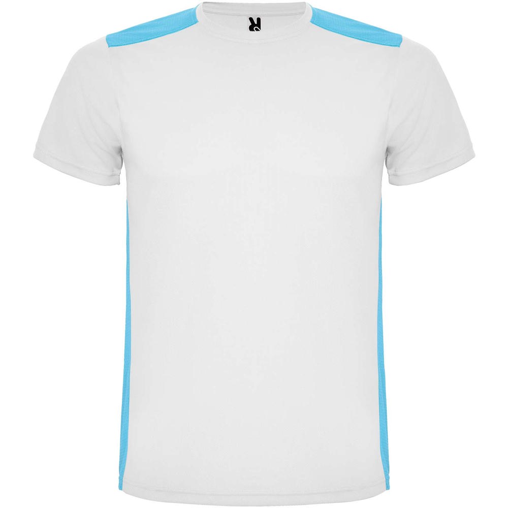 Detroit 130 g/m² sportshirt met korte mouwen voor kinderen - Wit, Turkoois