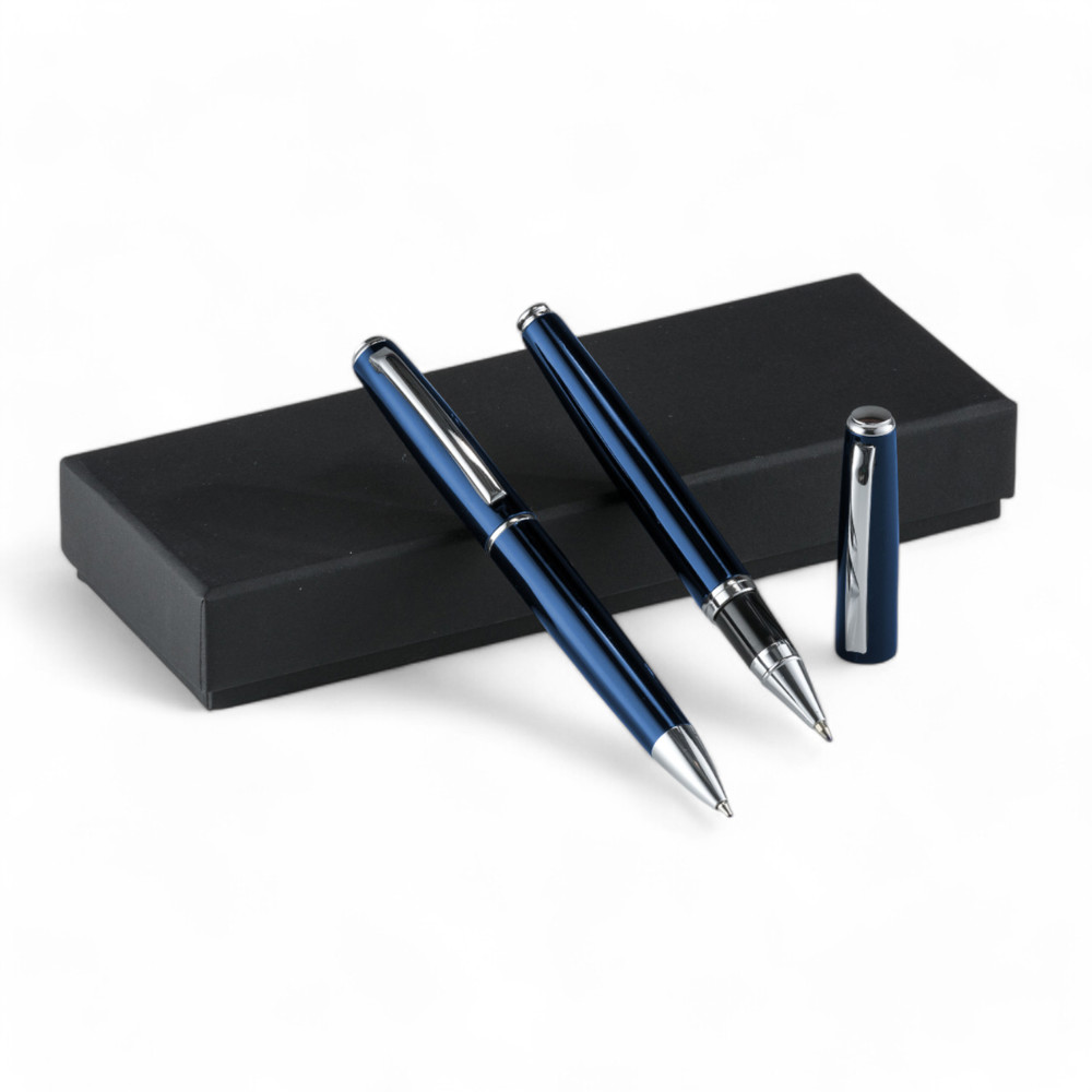 Metal Set: vulpen en balpen - Blauw