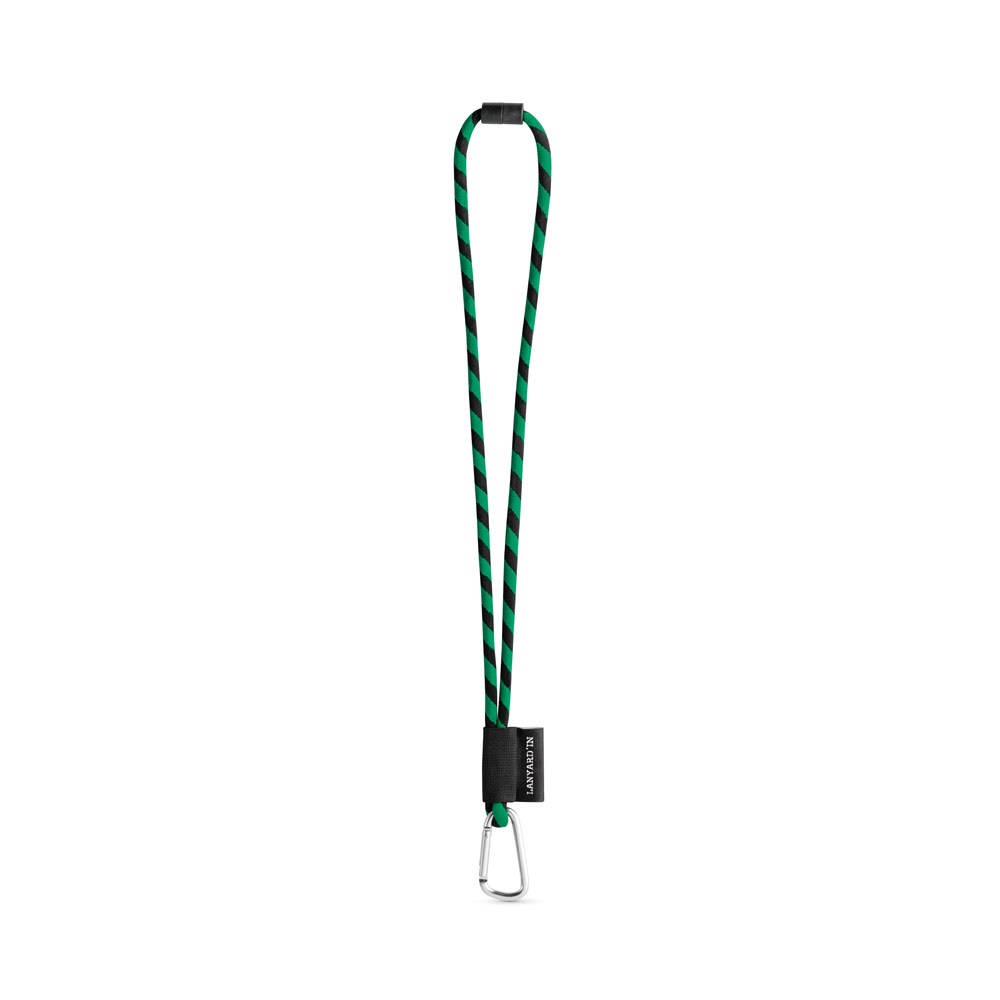 75089. Set lange draagkoordbuis (Ø 7 mm) met 55 mm D-vormige karabijnhaak en Ø 7 mm veiligheidssluiting - Zwart, Groen